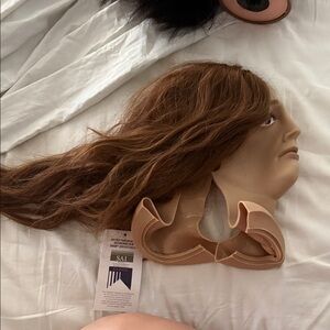 SAI Brown Hair Styling slip-on Mannequin Head maid with real hair